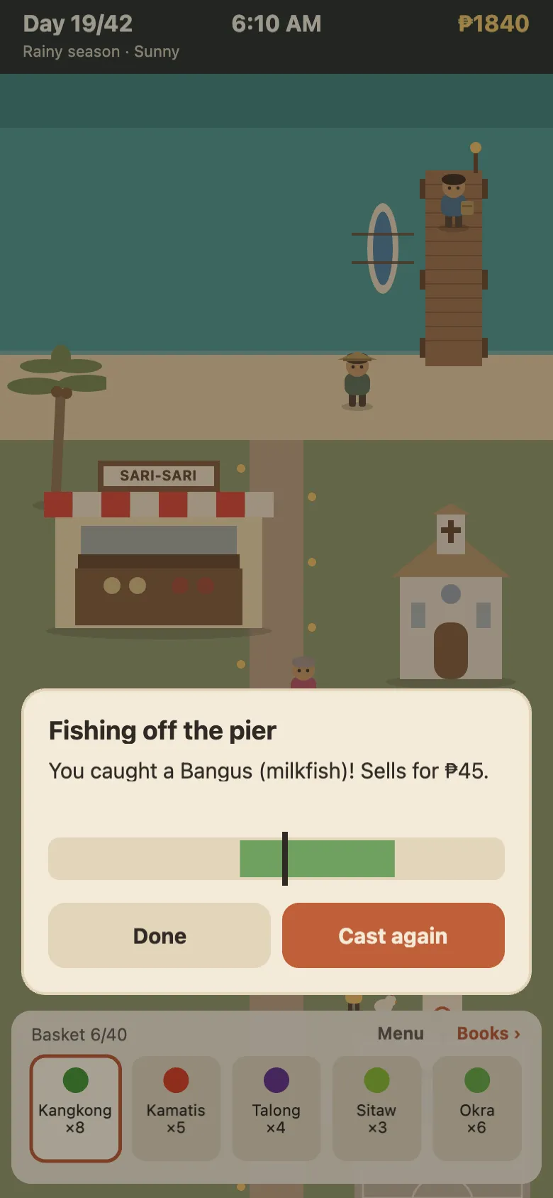 Catching a fish at the pier